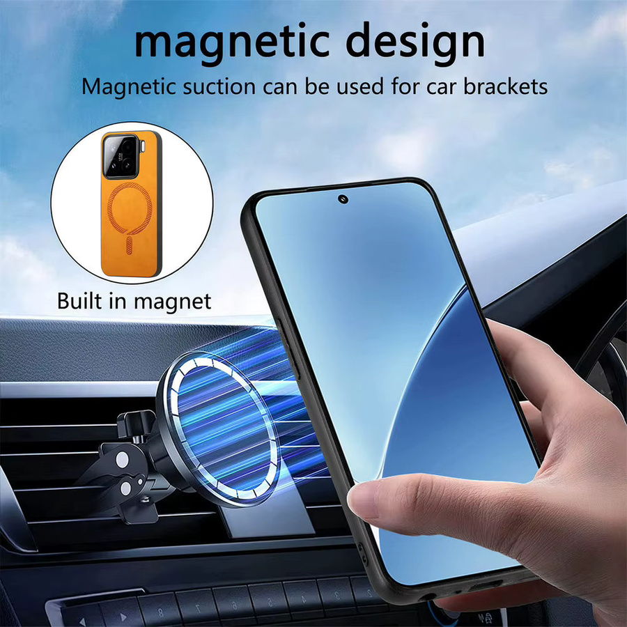 Luxus Magnetische Schutzhülle für Xiaomi 15 15T 17T 5G in Orange mit kabellosem Laden und stoßfestem Design - Bild 4
