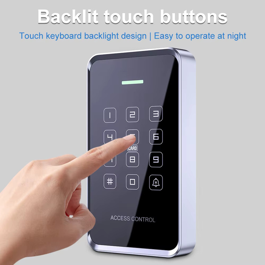 LUCKING DOOR RFID NFC Zugangskontroll-Tastatur mit Dual-Frequenz 125kHz und 13,56MHz, Wasserdichtes Touch-Schloss für 1000 Benutzer mit Hintergrundbeleuchtung und ID+IC-Karten-PIN-Entsperrung - Bild 3