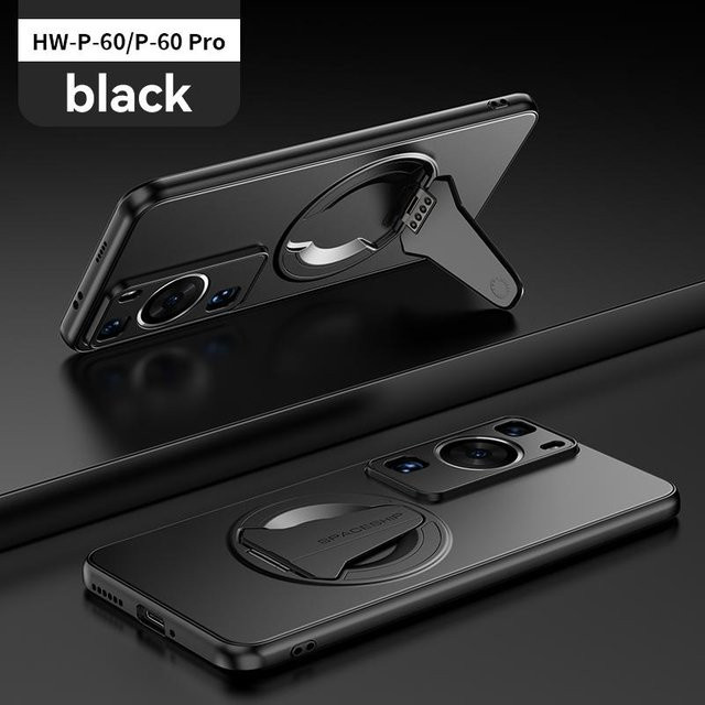 Magnetische Handyhülle mit Ständer und Vollschutz für Huawei P60, P60 Pro, P50, P50 Pro in Schwarz mit mattem Finish - Bild 1