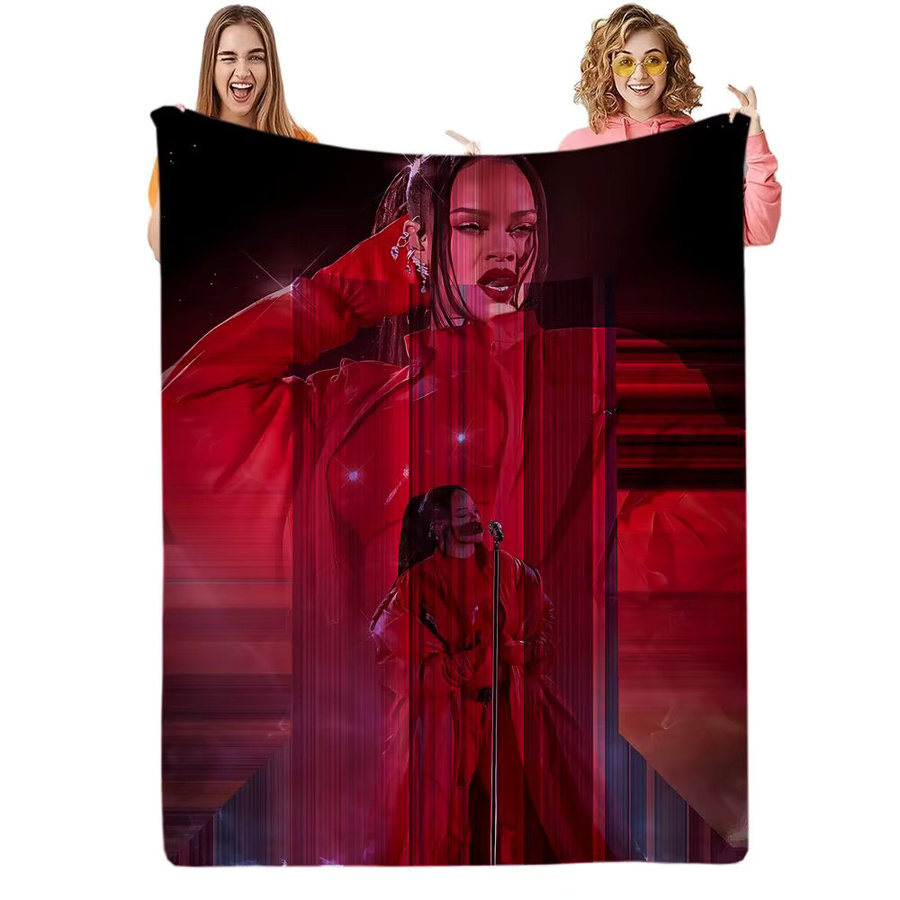 Singer Rihanna Cool Kurzflor-Plüschdecke in Rot, weich und hautfreundlich für Sofa und klimatisierte Räume, B/B/H: 100 x 75 x 1 cm - Bild 3