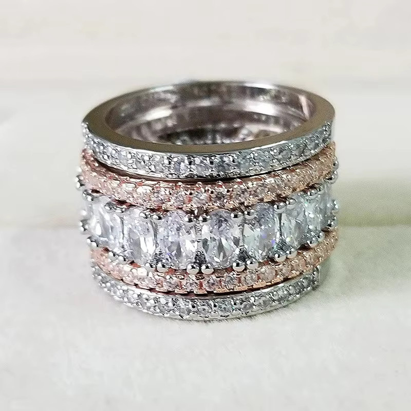 Huitan Ringe, Bicolor, Roségold, Zirkonia, Damen - Bild 2