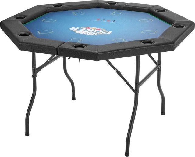 Faltbarer Pokertisch von Buying Solutions, MB für 8 Spieler, achteckiger Casino-Freizeittisch in Schwarz mit Filz und Metall, B/T/H: 132,5 x 132,5 x 76,5 cm - Bild 1