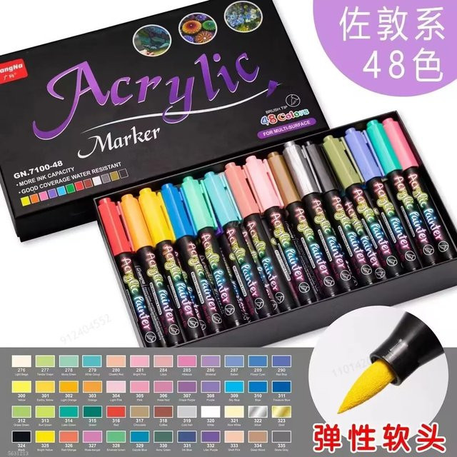 Acrylmarker Set mit 12 bis 60 Farben für DIY-Projekte auf Stoff, Leinwand, Stein, Metall und Keramik - Bild 1