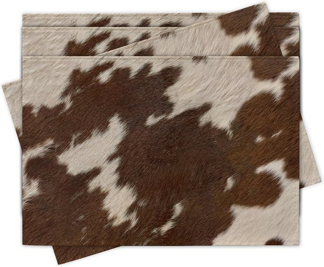 JF TableLinen Platzset Set mit 4 Stück im Kuhfell Muster, Braun, Landhaus Stil, B/T: 30,48 x 45,72 cm - Bild 1