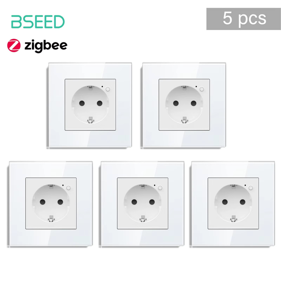 BSEED E-Serie Zigbee Smart-Steckdose mit Kristallglas-Rahmen, kompatibel mit Tuya App, Google Assistant und Alexa, EU-Standard, Schwarz oder Weiß - Bild 8