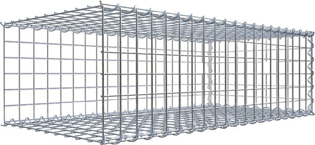 Gabiona Gabione-Anbaukorb Typ 2 aus Stahl, silbergrau, B/T/H: 100 x 30 x 50 cm, Maschenweite: 5 x 5 cm - Bild 1