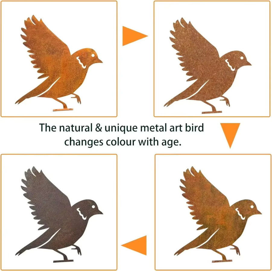 CIFBUY Rostige Vogelsilhouette aus Metall als rustikale Gartenkunst in Braun für deinen Hof und deine Terrasse - Bild 4