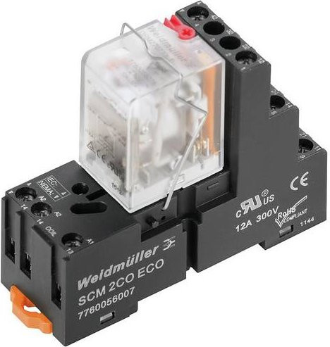 Weidmüller DRMKIT 24VAC 2CO LD/PB Koppelrelais 24 V/AC 10A 2 Wechsler Schwarz 10 Stück - Bild 1