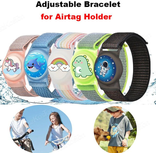 SZKOSTON Wasserdichtes Nylon-Armband für Apple AirTag als verstellbare Schutzhülle für Kinder und Erwachsene - Bild 1