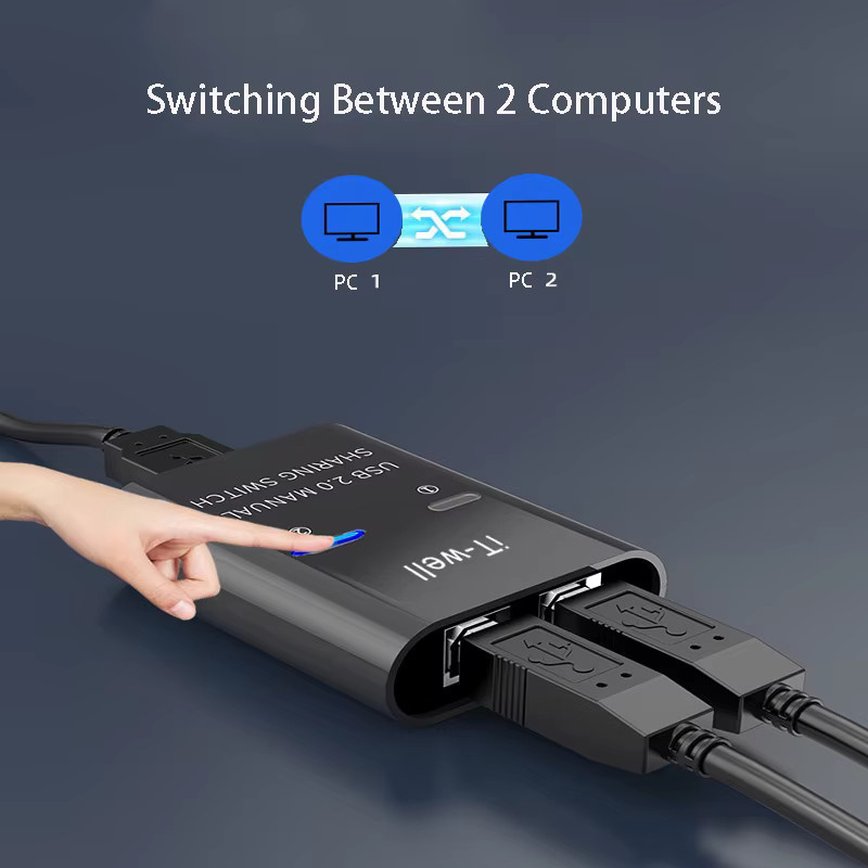 OULLX USB-Drucker-Switch-HUB mit 2 Eingängen und 1 Ausgang als 2-Port-Druck-Switcher für zwei Computer, USB-Adapter in Schwarz oder Weiß - Bild 2