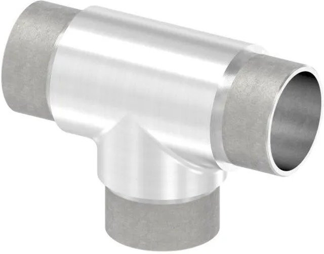 FeNau T-Stück aus V2A Edelstahl für Rohr Ø 42,4 x 2,5 mm, Steckbar, Gleiche Abgänge, Silber - Bild 1