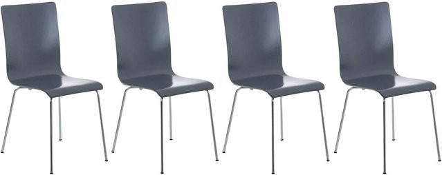 4er Set DELUKE Besucherstühle TUNIS Konferenzstühle und Bürostühle aus Holz in Grau, B/T/H: 43 x 47 x 87 cm - Bild 1