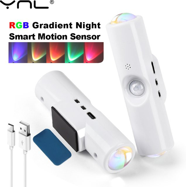 YNL RGB LED Nachtlicht mit Bewegungssensor, USB aufladbare Schranklampe in Multicolour für Küche und Garderobe - Bild 1