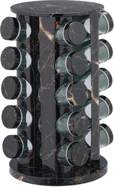 Relaxdays Gewürzkarussell aus Edelstahl und Glas in Schwarz, drehbar, B: 33,5 cm, T: 19,5 cm - Bild 1