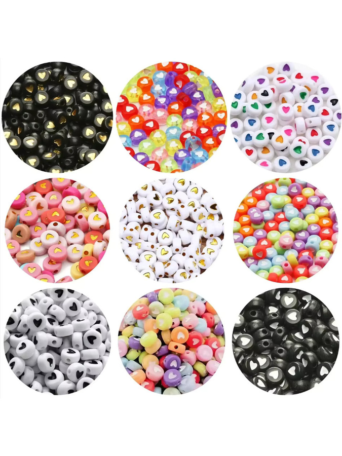 Bunte Herz Perlen, Acryl, Runde Spacer Perlen für Schmuck Machen - Bild 4