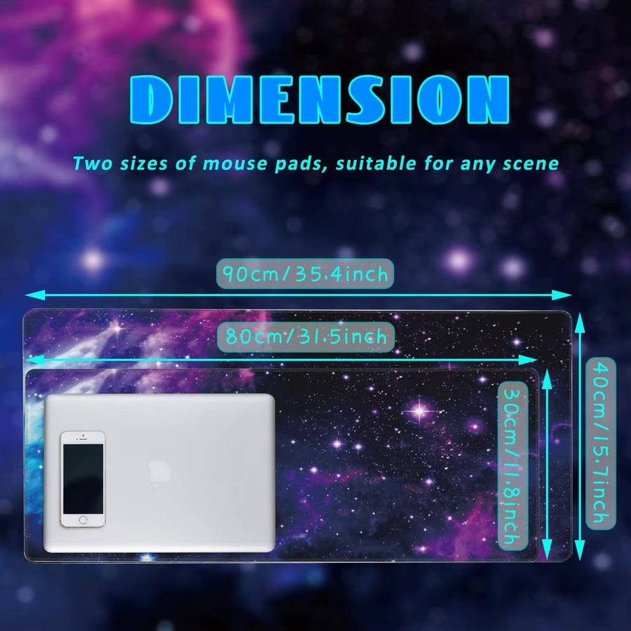 Galaxy Nebula Space Mauspad in Multicolour mit rutschfester Basis und genähten Kanten für Gaming, Zuhause und Büro - Bild 4