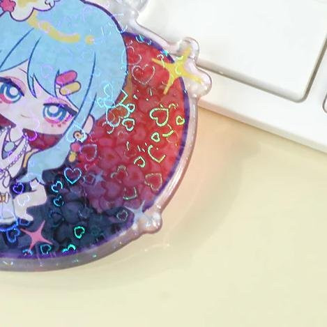 Schlüsselanhänger Acryl, Anime, Hologramm, pink, 50,8 mm, Unisex - Bild 1