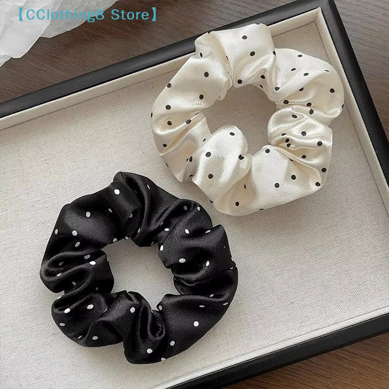 AliS8 Scrunchies, schwarz-weiß gepunktet, große Haarbänder für Damen - Bild 3