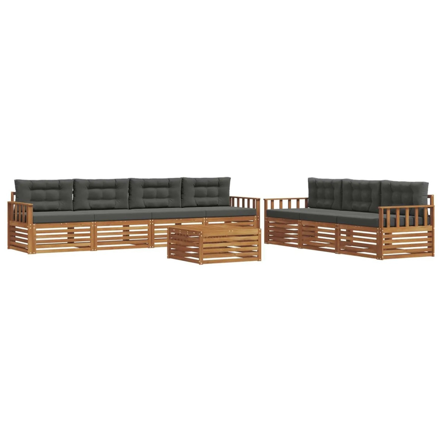 vidaXL Outdoor-Sofagarnitur 8-teilig aus Akazienholz mit Kissen in Anthrazit und Natur - Bild 2