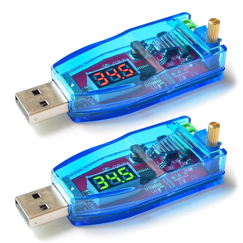 USB DC-DC Step Up/Down Wandler 5V zu 1-24V einstellbares Spannungsregler Modul mit Potentiometer in Rot und Blau - Bild 2