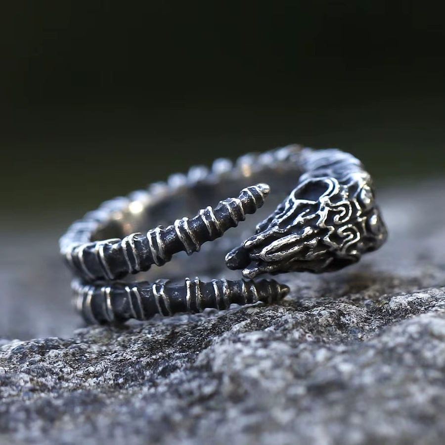 Ring Edelstahl, Schafschädel-Motiv, Silber, Herren - Bild 2