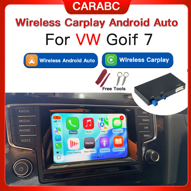 CARabc Wireless Carplay und Android Auto Modul für VW Volkswagen Skoda Octavia A5 Golf 7 Polo Passat B8 MIB1 MIB2 in Schwarz - Bild 1