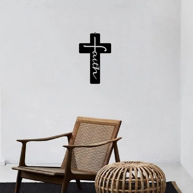 CIFBUY Metall-Glaubenskreuz Wandkunst Religiöse Dekoration in Schwarz - Bild 1