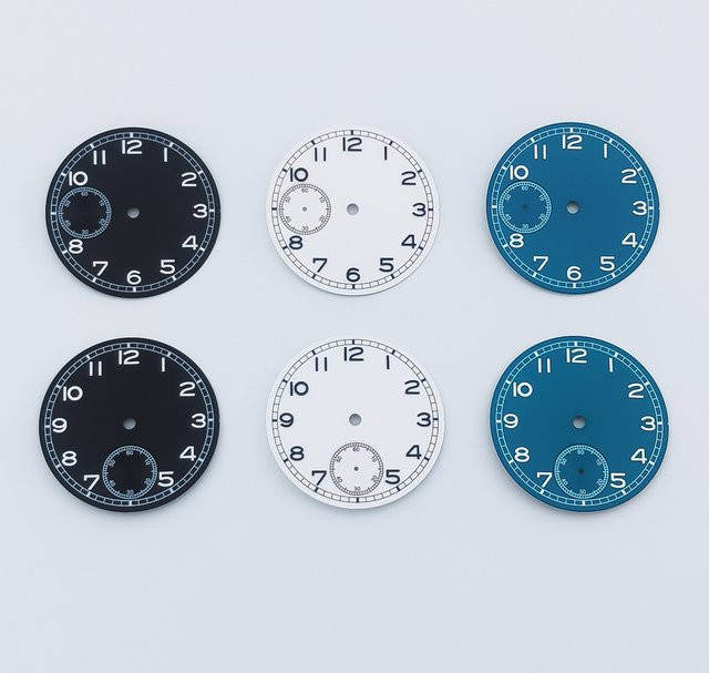Manbushijie Zifferblatt, 37 mm, Schwarz, Weiß, Blau, passend für ETA 6498 ST3620 - Bild 1