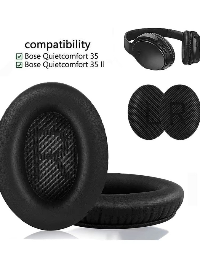 Ersatz Ohrpolster aus Protein Leder für Bose QC2 QC15 QC25 QC35 AE2 AE2i AE2w Kopfhörer in Schwarz - Bild 5