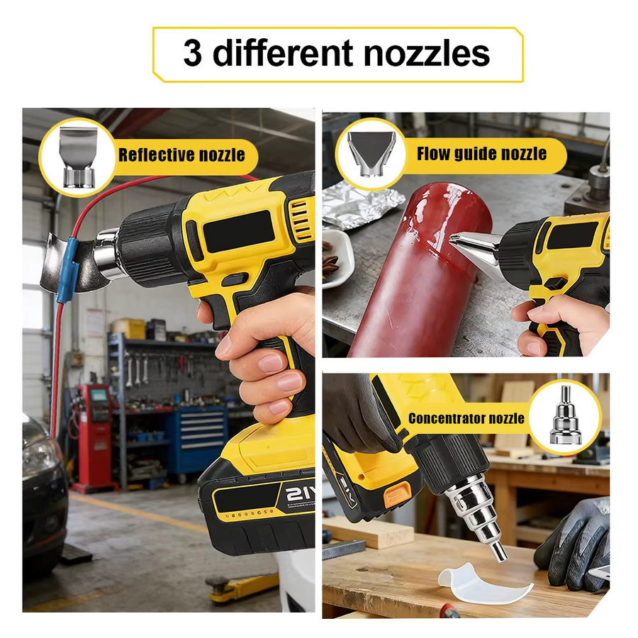 Makita Kabellose Heißluftgebläsepistole 2000W mit 540 °C für Lackentfernung und Autofolienentfernung, Gelb - Bild 7