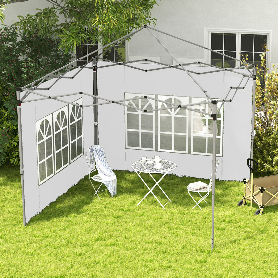 Outsunny 2er-Set Pavillon-Seitenwände mit Fenster aus wasserdichtem Oxfordstoff für 3x3 m oder 3x4 m Partyzelte, Wind- und Sichtschutz, Weiß - Bild 2