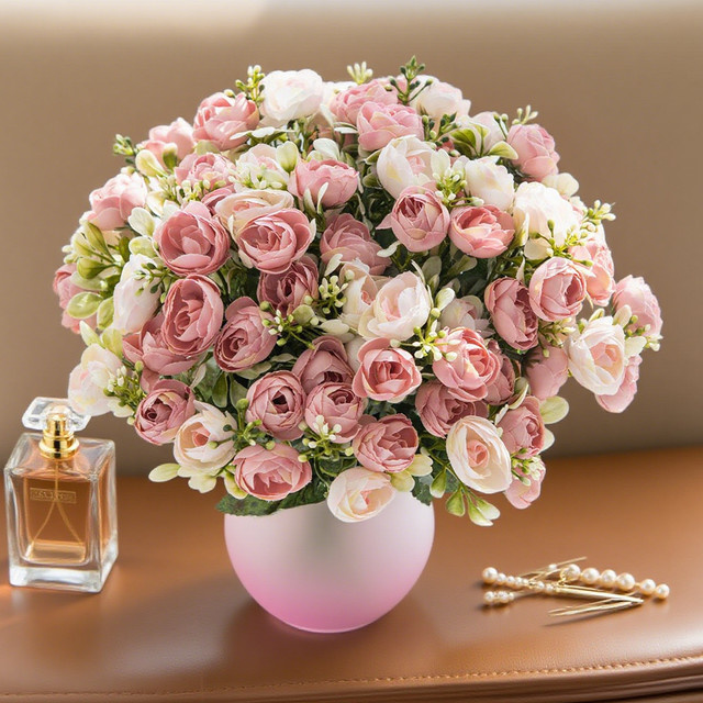 TTCY Künstliche Seidenrosen als kleine Tee-Knospen für DIY-Dekoration in Pink und Lila - Bild 1