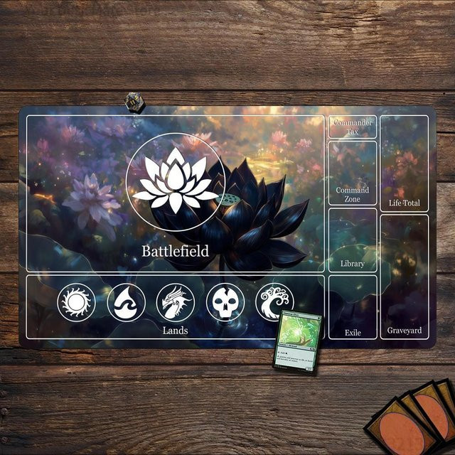 Magic Playmat Kartenspielmatte mit Zonen im Dark Lotus Design, rutschfeste Schreibtischunterlage und Mauspad, Multicolor - Bild 1