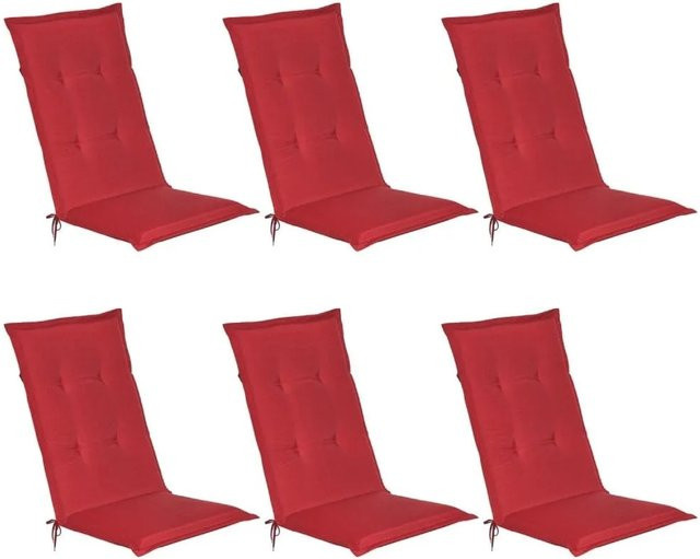 Beautissu Loft HL Hochlehner Liegenauflage 6-teilig Rot B/T/H: 120 x 50 x 6 cm - Bild 1