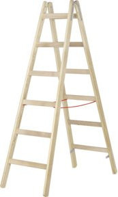 Hymer Holz-Sprossenstehleiter beidseitig begehbar mit Eimerhaken 2x6 Sprossen - Bild 1