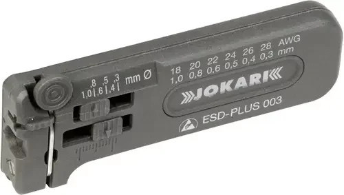 Jokari ESD-PLUS 003 ESD Drahtabisolierer aus gehärtetem Stahl in Schwarz und Grau für PVC-Drähte 0,30 bis 1,00 mm - Bild 1