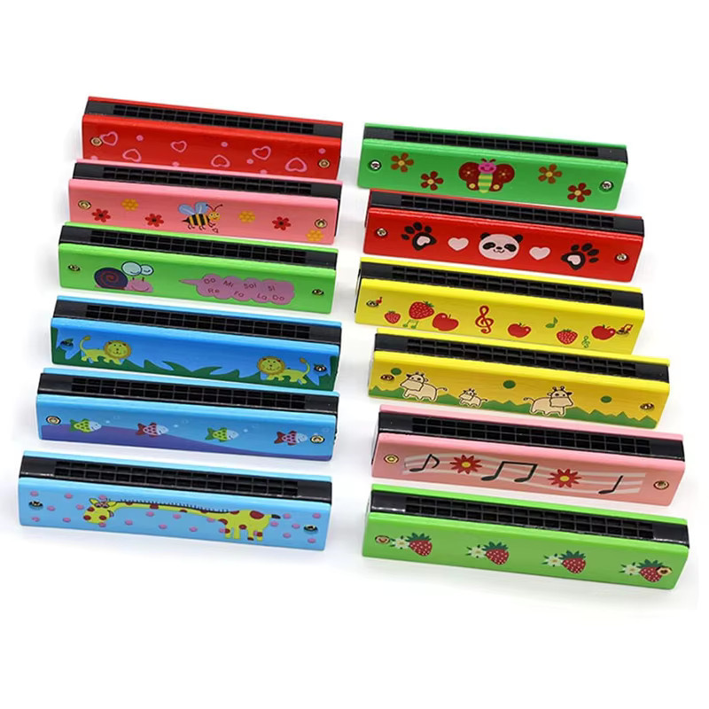 JOKEJOLLY Holz Mundharmonika Musikinstrument Spielzeug Bunt / Mehrfarbig - Bild 2