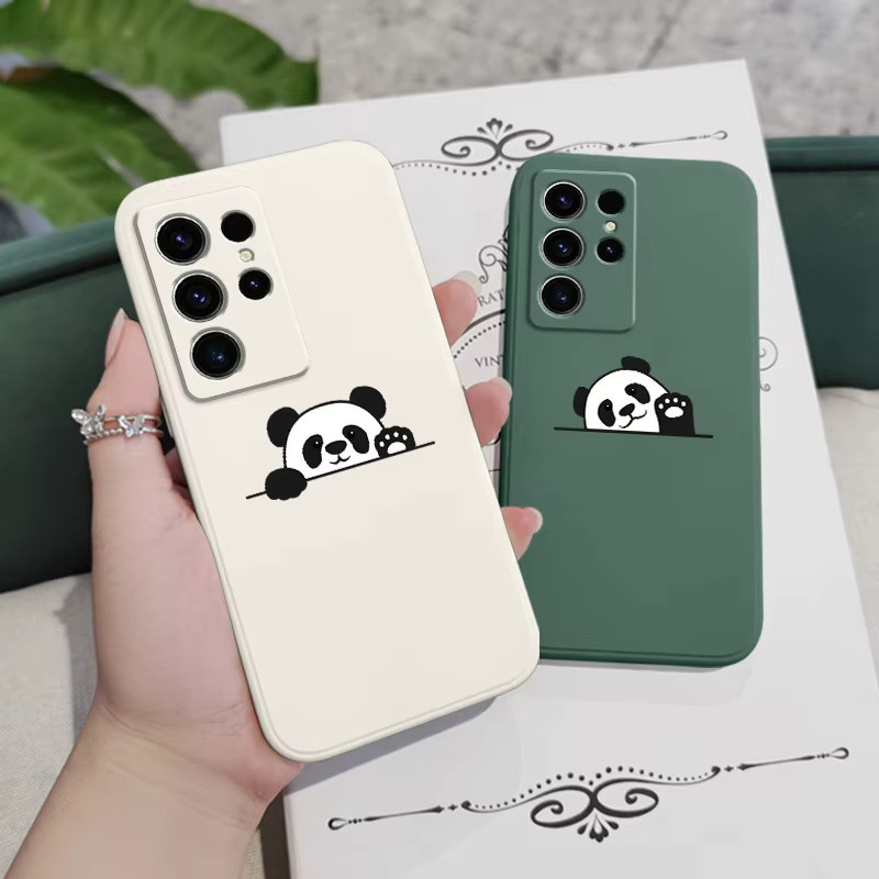 Panda Cute Label Silikonhülle für Samsung Galaxy S26 Plus Ultra in Weiß - Bild 2