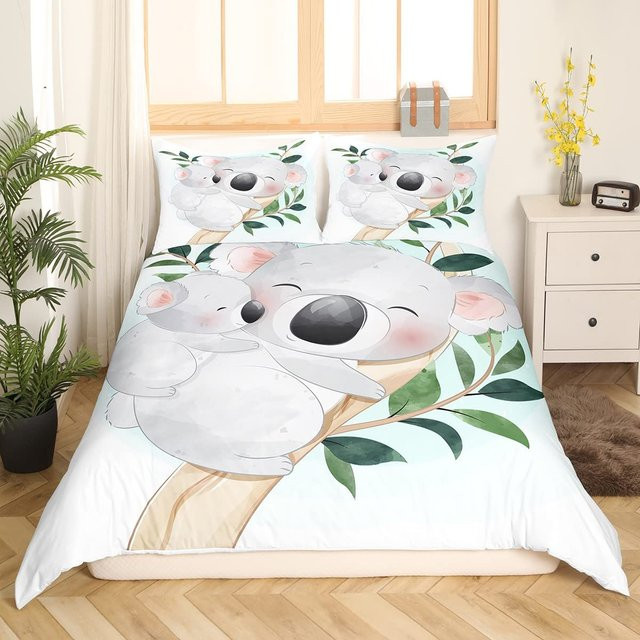 Bettwäscheset Binchi Outdoor Product mit Koala-Motiv und Heißluftballon in Rosa und Weiß, Material Mikrofaser, B/H: 135 x 200 cm - Bild 1