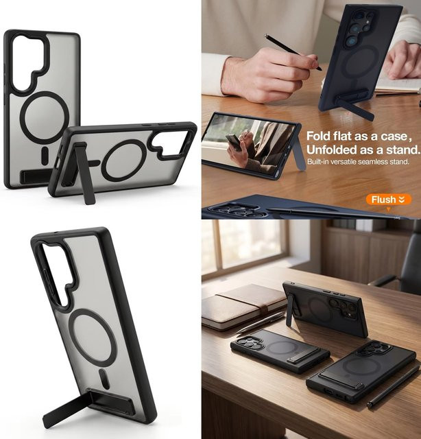 Elegante transparente Handyhülle mit magnetischer Standfunktion für Samsung Galaxy S26 Ultra, S25, S24, S23 und S22 - Bild 1