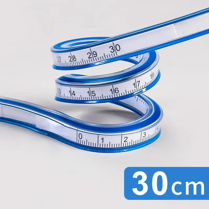 Flexibles Kurvenlineal in Blau aus Kunststoff für Schule und Büro, Länge: 30 cm - Bild 3