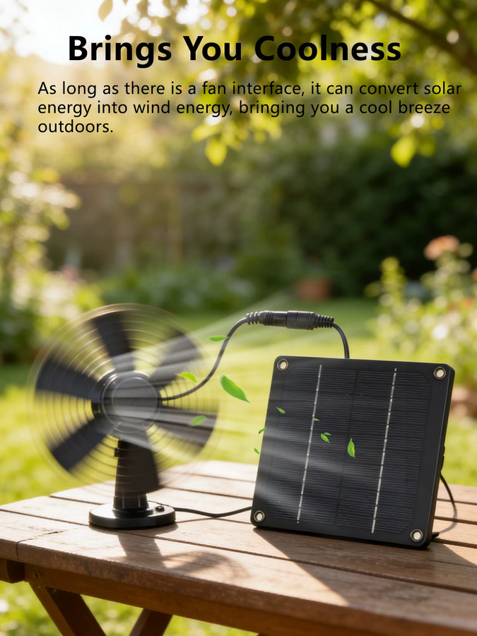 Elegeek Solarbetriebener Lüfter-Kit 3W, monokristallin, 12V DC5521, tragbarer 120mm Abluftventilator in Schwarz - Bild 2