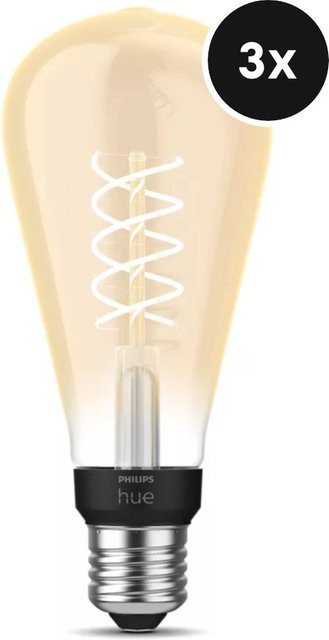 Philips Hue White Filament Giant Edison E27 LED Leuchtmittel Set, transparent, dimmbar, 3er-Set - Bild 1