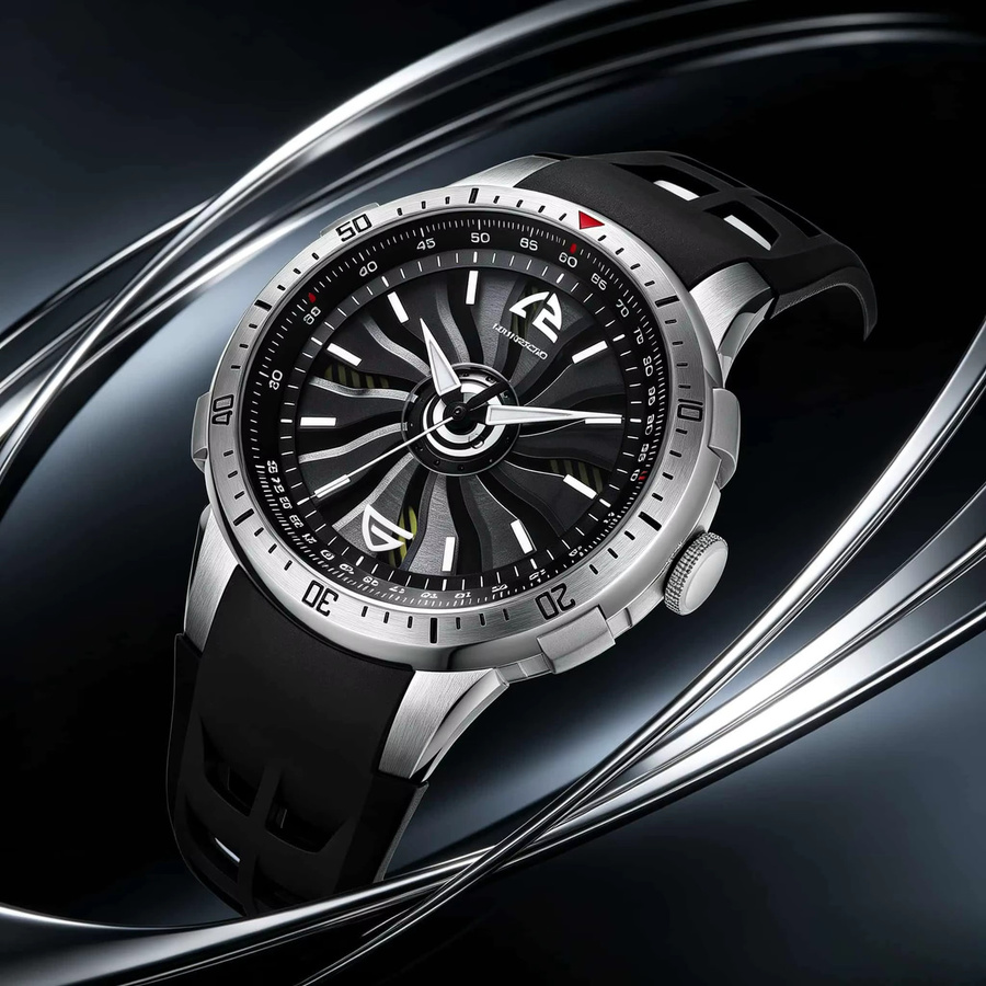 HANBORO Armbanduhr, Automatik, Edelstahl, Silikon, Schwarz, Herren - Bild 3