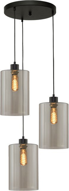 Masterlight Ortona Pendelleuchte 3-flammig rund in Schwarz matt mit transparenten Glaszylindern - Bild 1