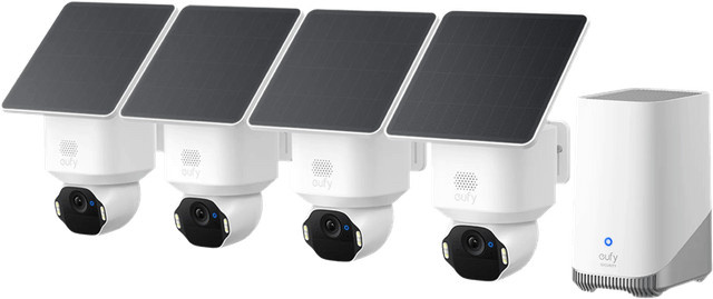 eufy SoloCam E42 4er-Pack mit HomeBase 3, Sicherheitskameras in Weiß - Bild 1