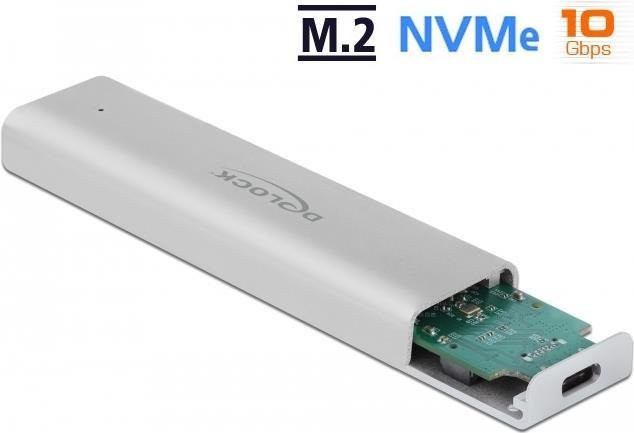 DeLOCK M.2 NVMe SSD Speichergehäuse mit USB 3.2 Gen 2 und USB-C Anschluss in Silber (42634) - Bild 1
