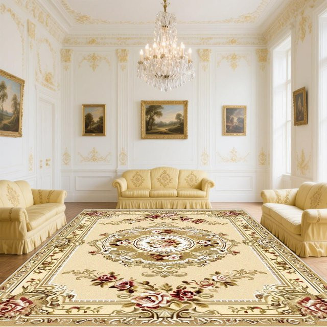 Karpetti Wohnzimmerteppich mit Blumenmuster in Beige, weiche und rutschfeste Bodenmatte für Schlafzimmer und Lounge, B/T: 140 x 200 cm - Bild 1