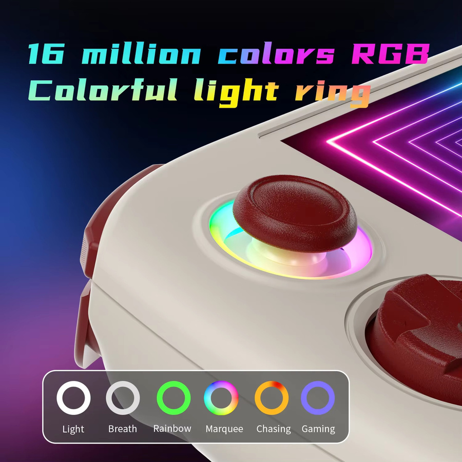 Anbernic RG Cube Handheld-Spielekonsole mit 3,95 Zoll IPS Touchscreen, Android 13 und RGB-Lichteffekt in Beige/Weiß - Bild 3