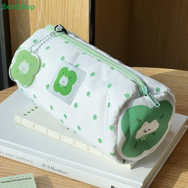 Lucky Four-Leaf Clover Federmäppchen in Weiß mit großer Kapazität als Schreibwaren-Aufbewahrungstasche oder Make-up-Tasche - Bild 1